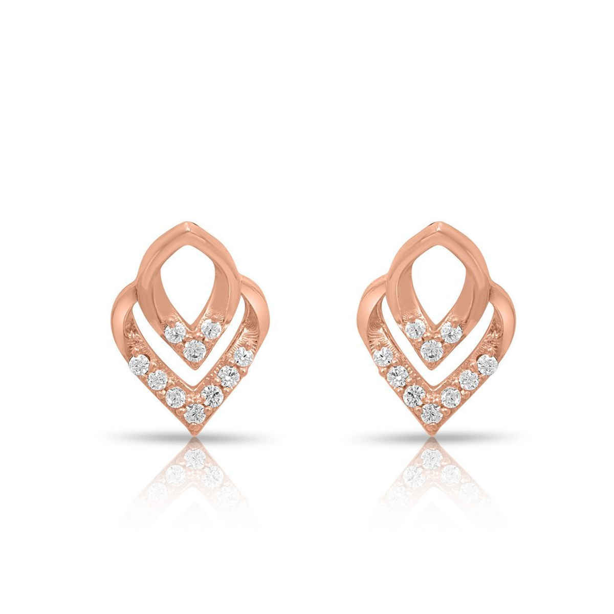 Zavya Abstract CZ Rose Gold Plated 925 Sterling Silver Stud