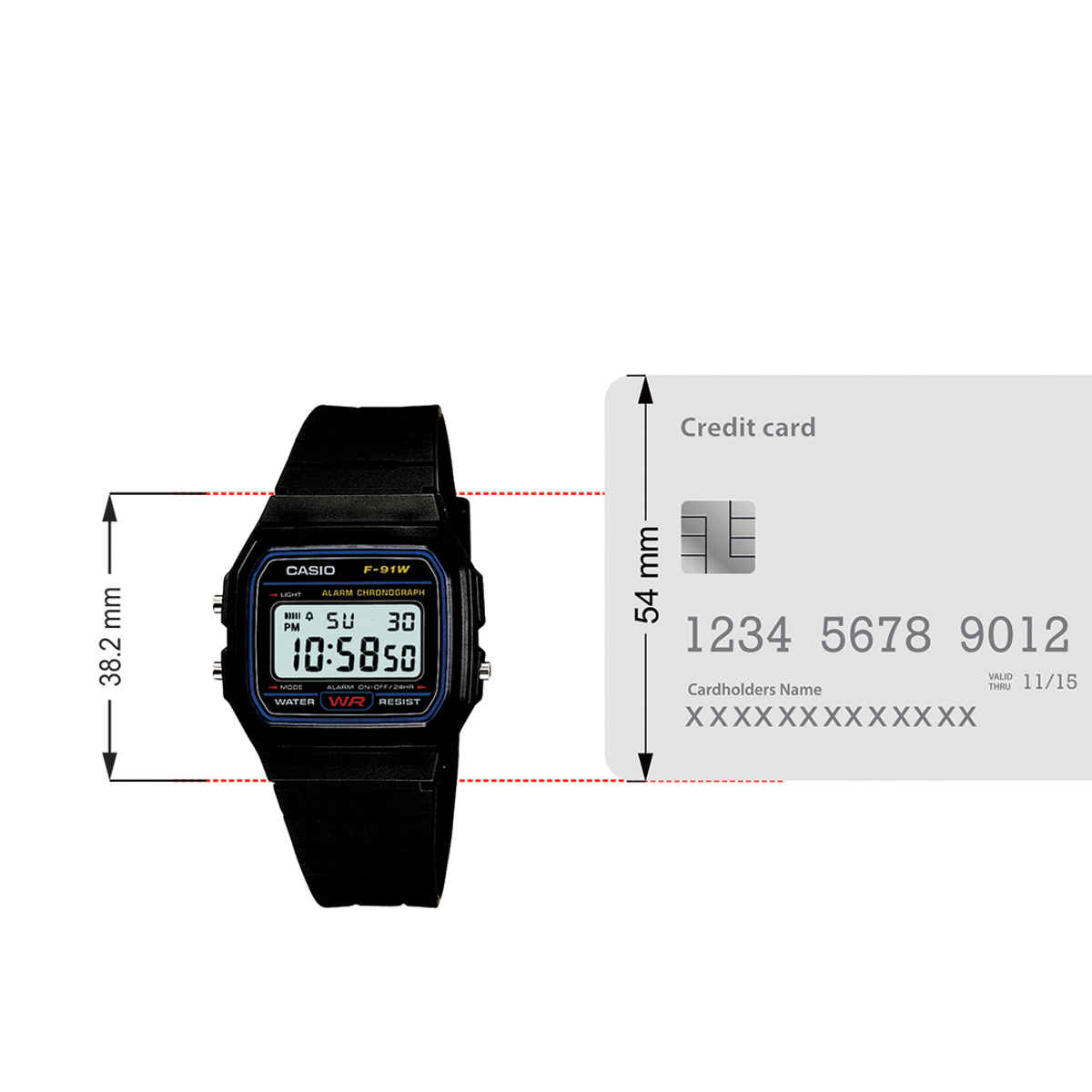 Casio Unisex Youth Series Digital Black Dial Watch | F-91W-1Q (D002)