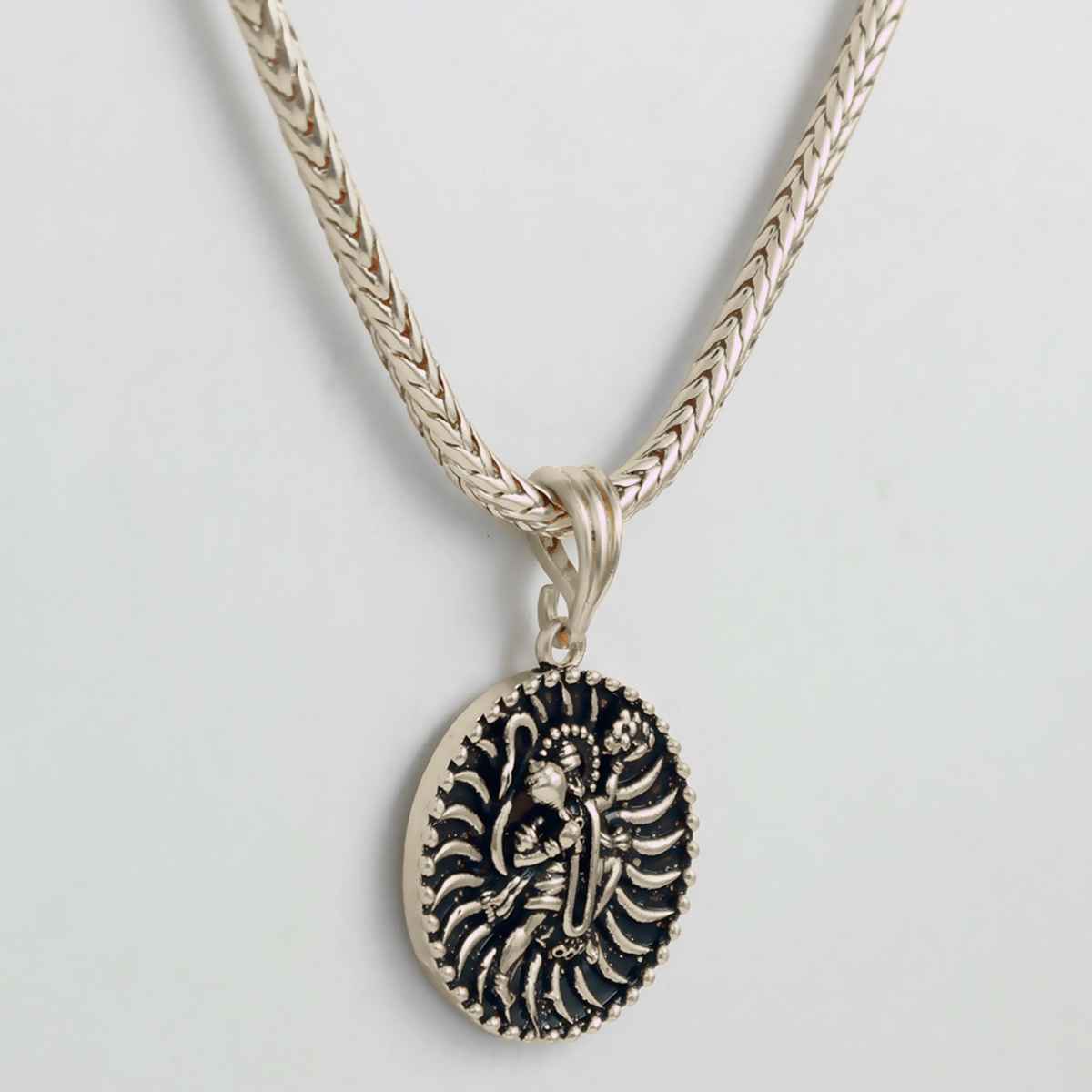 Nakabh Men's Locket Pendant Rhodium 50 Cm | NAK-2304214