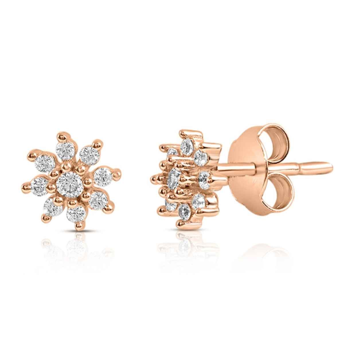 Zavya Floral CZ Rose Gold Plated 925 Sterling Silver Stud
