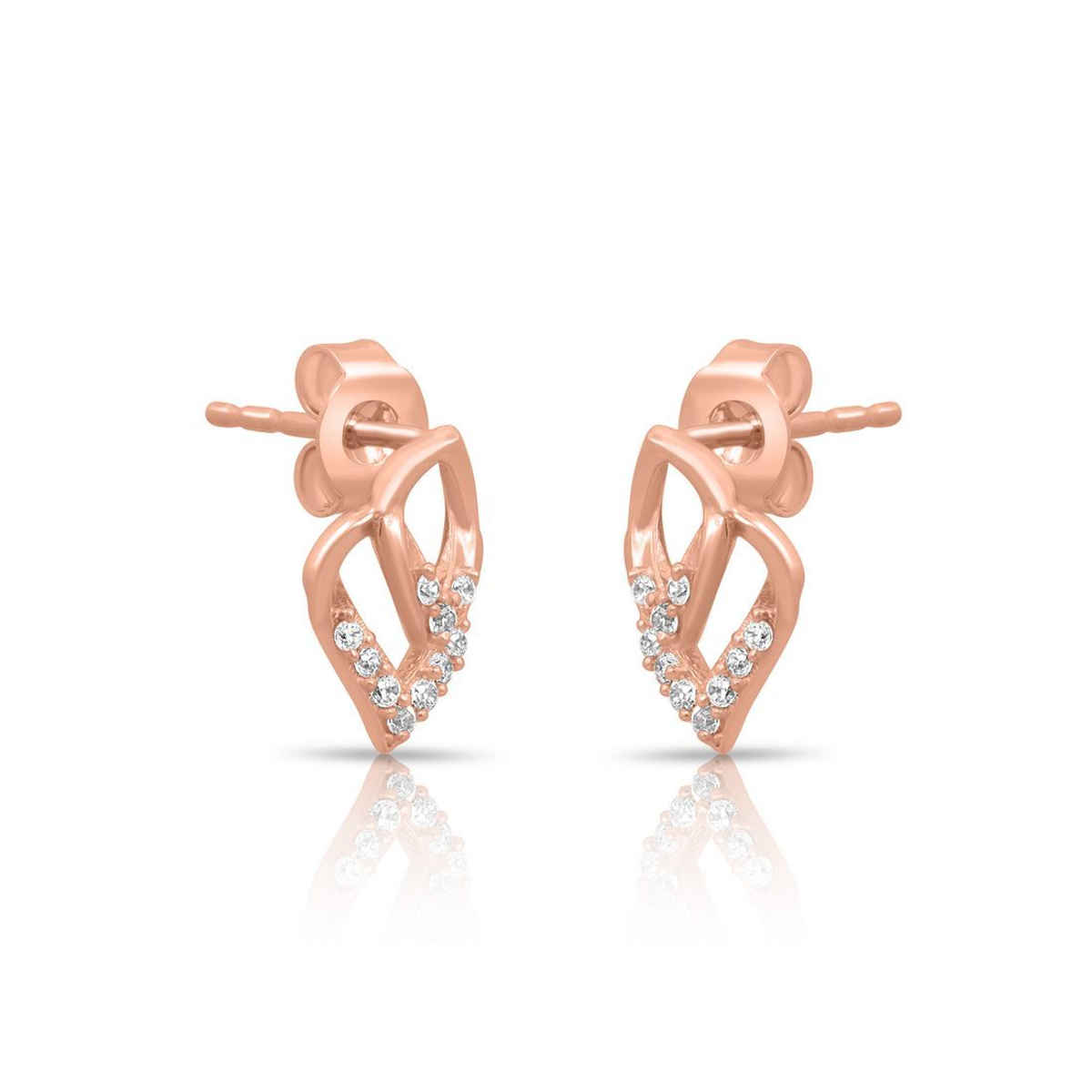 Zavya Abstract CZ Rose Gold Plated 925 Sterling Silver Stud