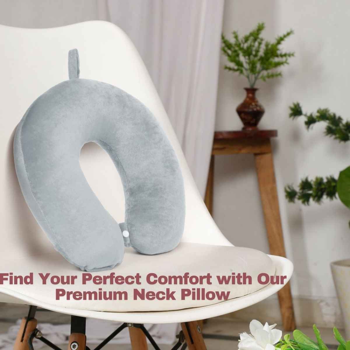 Kaaytee Premium Travel Neck Pillow Comfortable Headrest & Neck Support Cushion | Grey