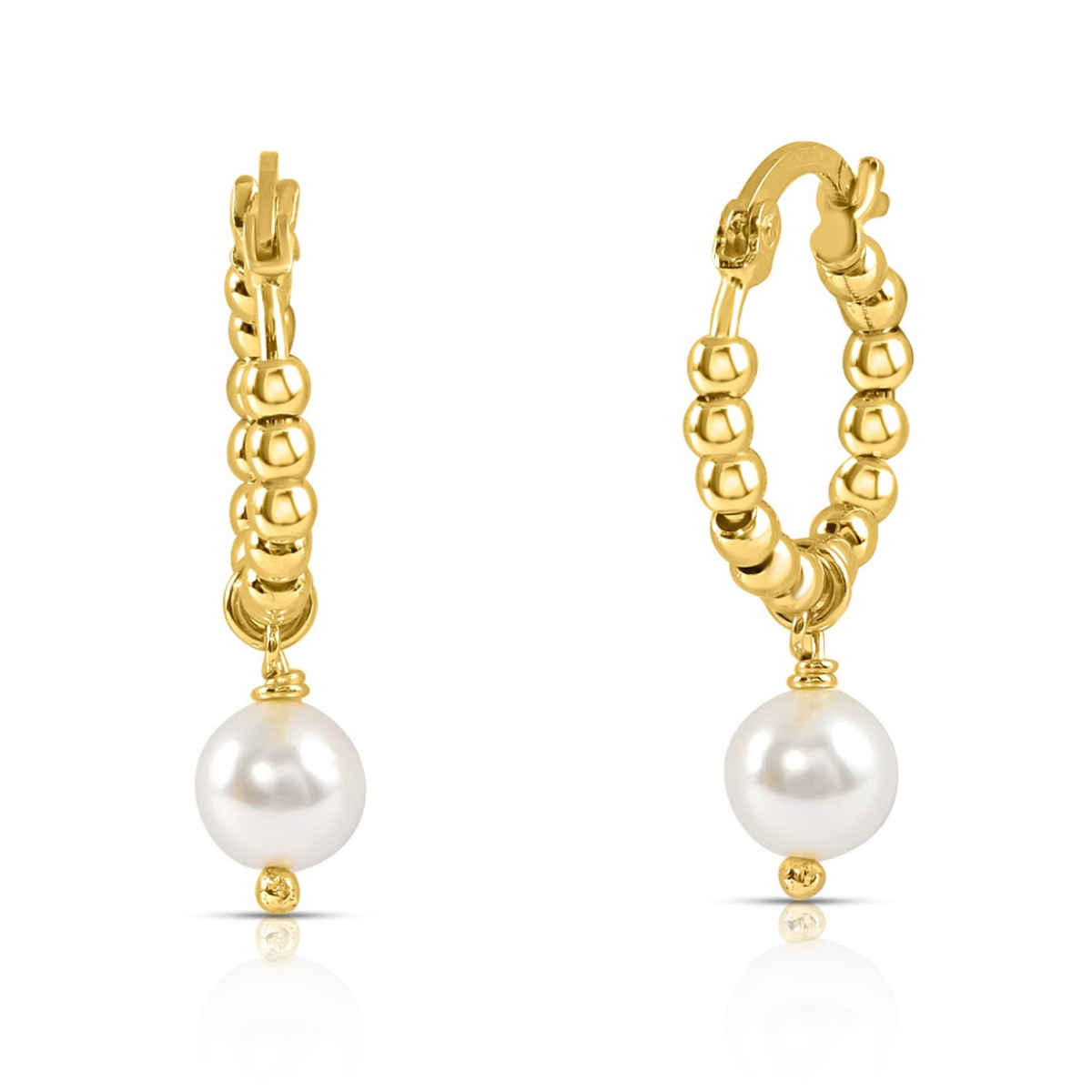 Zavya Circular Pearl Gold Plated 925 Sterling Silver Hoop