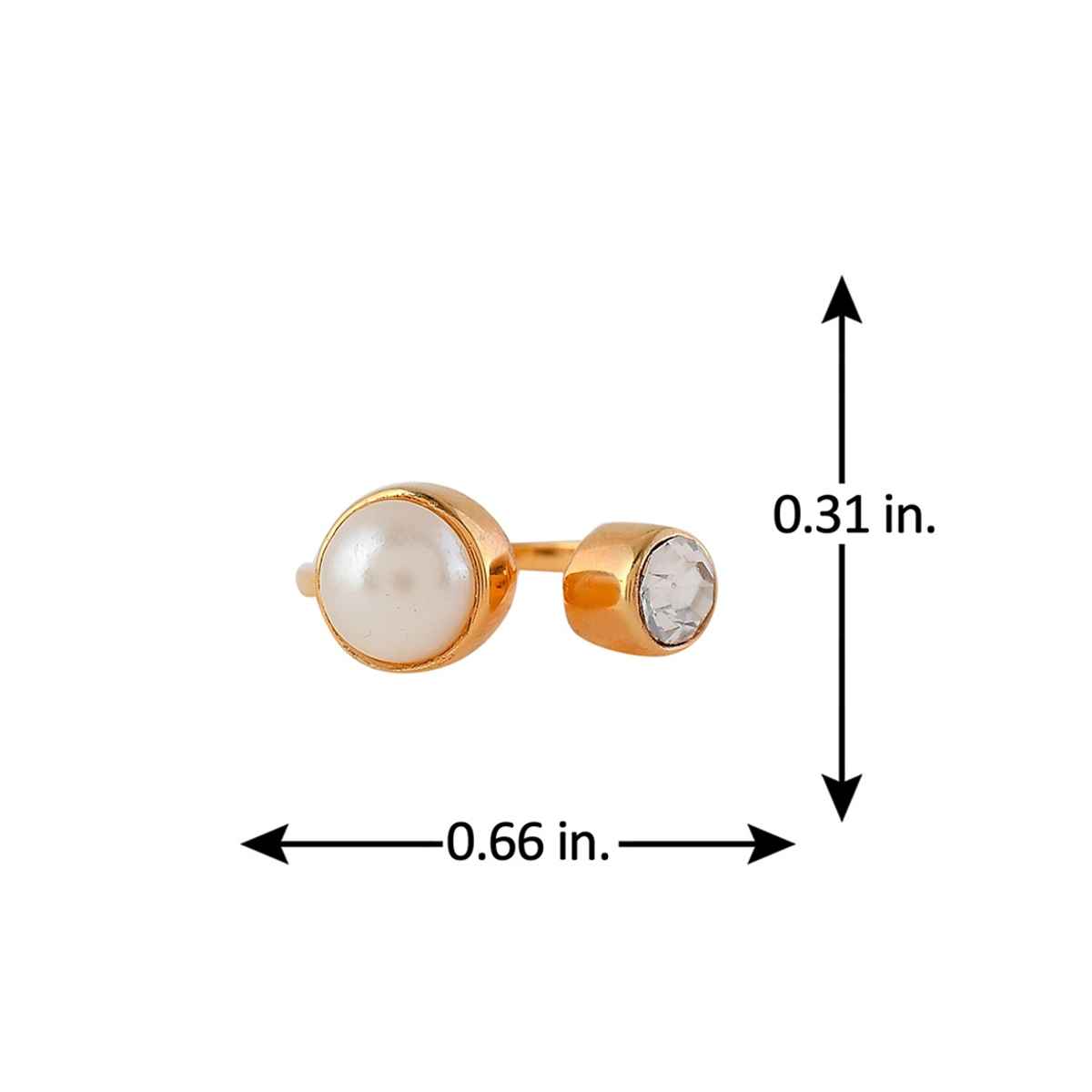 Voylla Mother's Day Open Half Pearl Cz Studded Ring