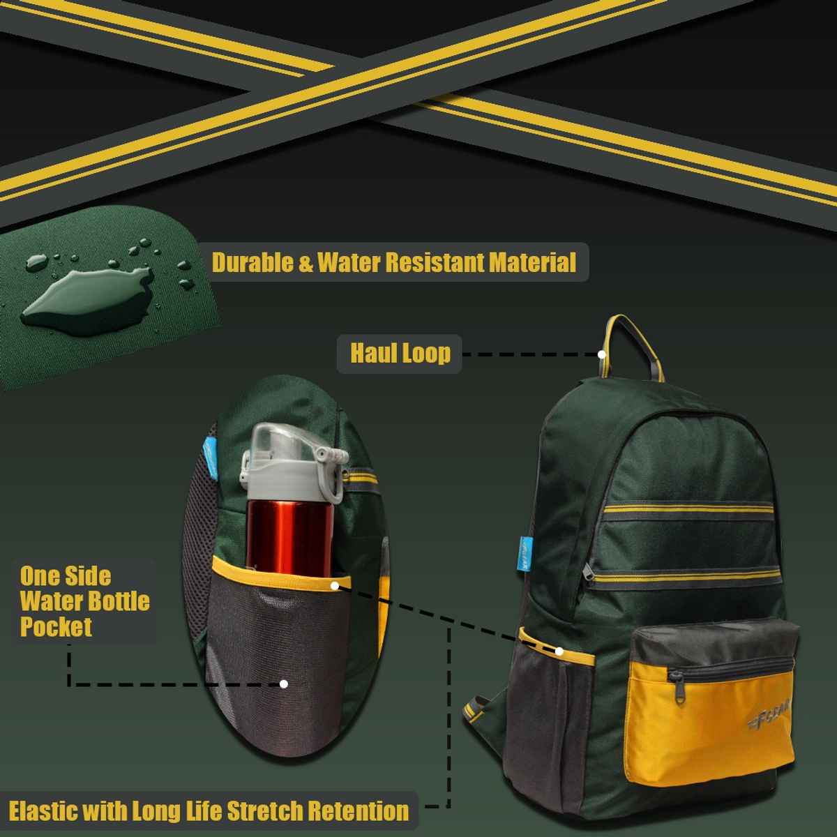 F Gear Unisex Solid Polyester 22 L Backpack | Darkest Spruce