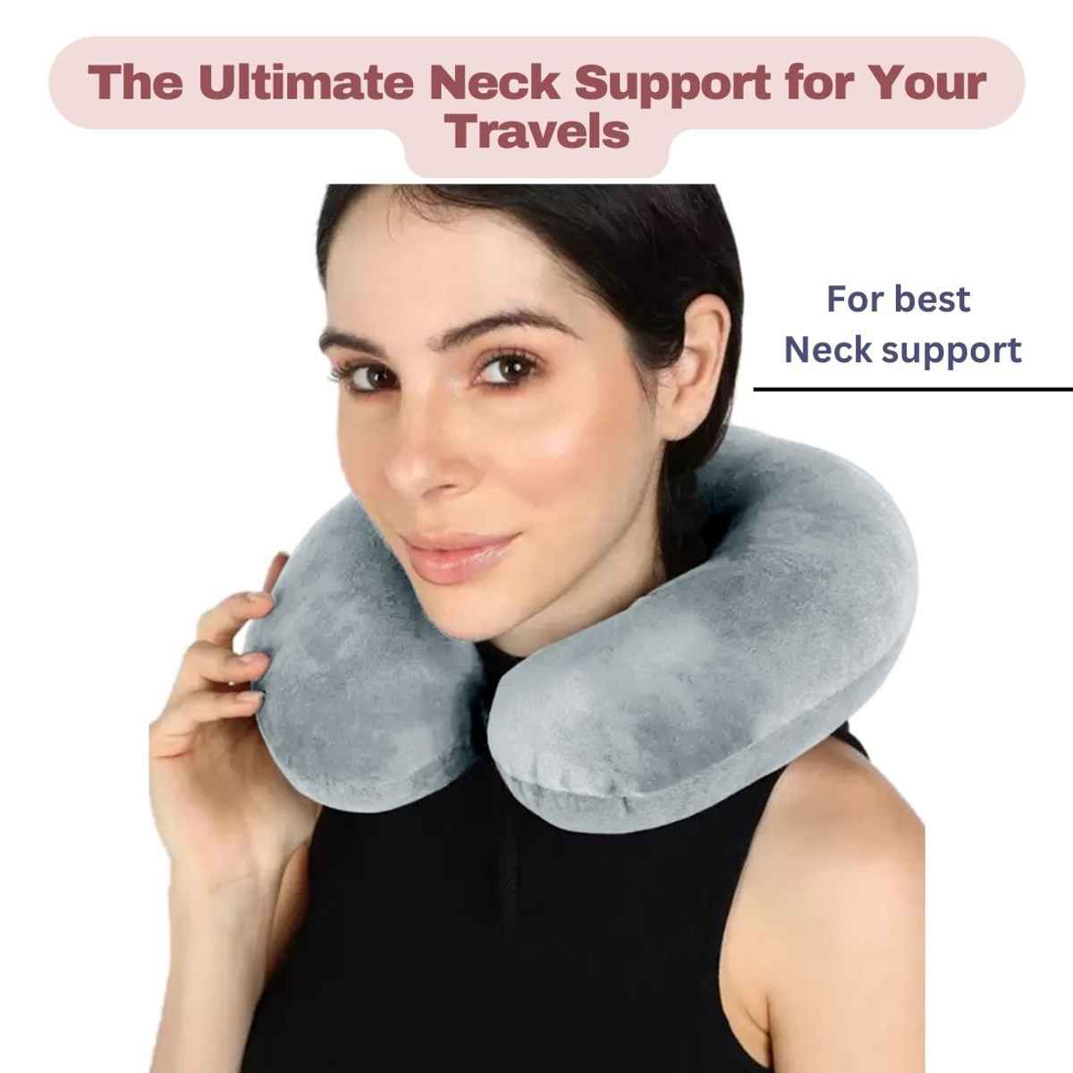 Kaaytee Premium Travel Neck Pillow Comfortable Headrest & Neck Support Cushion | Grey