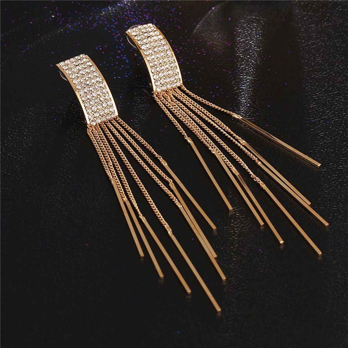 Shining Diva Fashion Latest Stylish Fancy Gold Plated Tassel Earrings for Women & Girls | 9751er