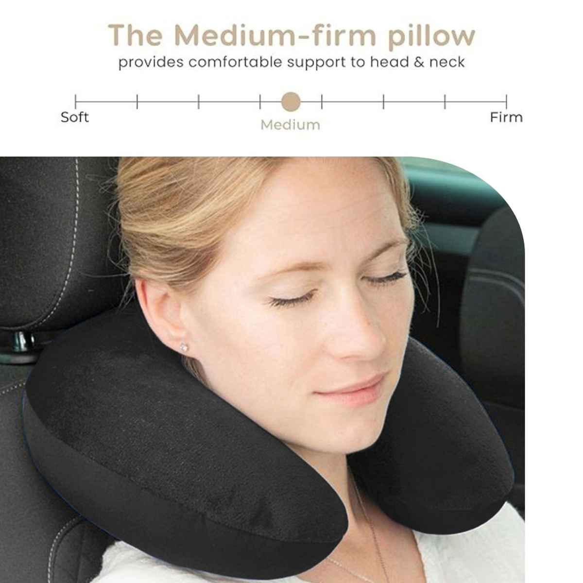 Kaaytee Premium Travel Neck Pillow Comfortable Headrest & Neck Support Cushion | Black