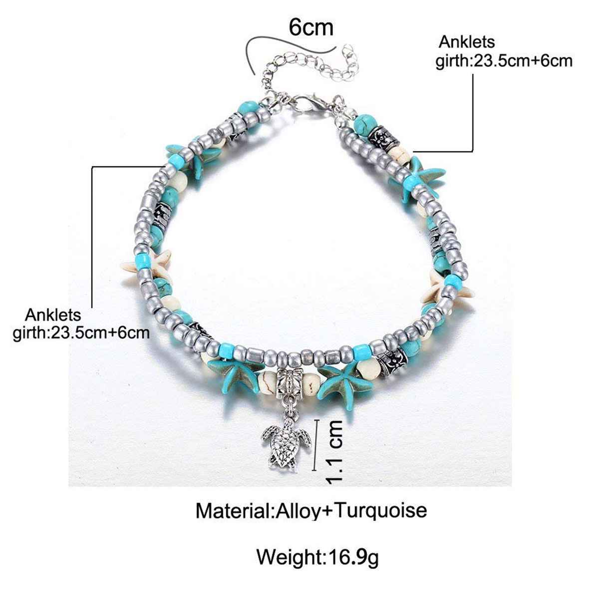 Shining Diva Fashion Shell Starfish Beads Charms Stylish Chain Anklet for Women and Girls | 9749a