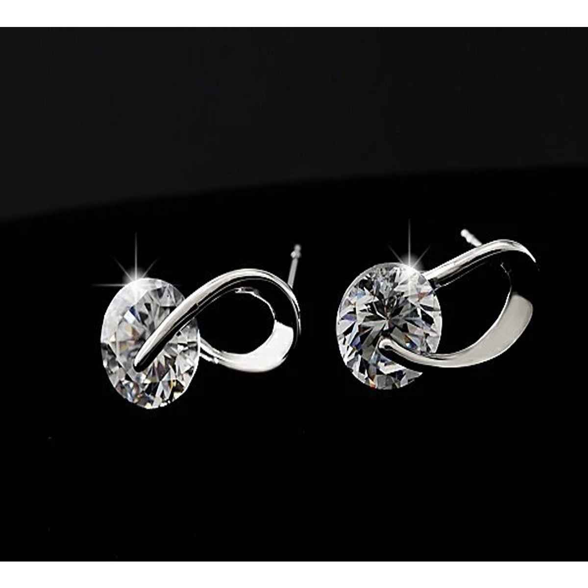 Shining Diva Fashion Women's Silver Plated Platinum Plated Stylish Crystal Stud Earrings Rrsd9826er