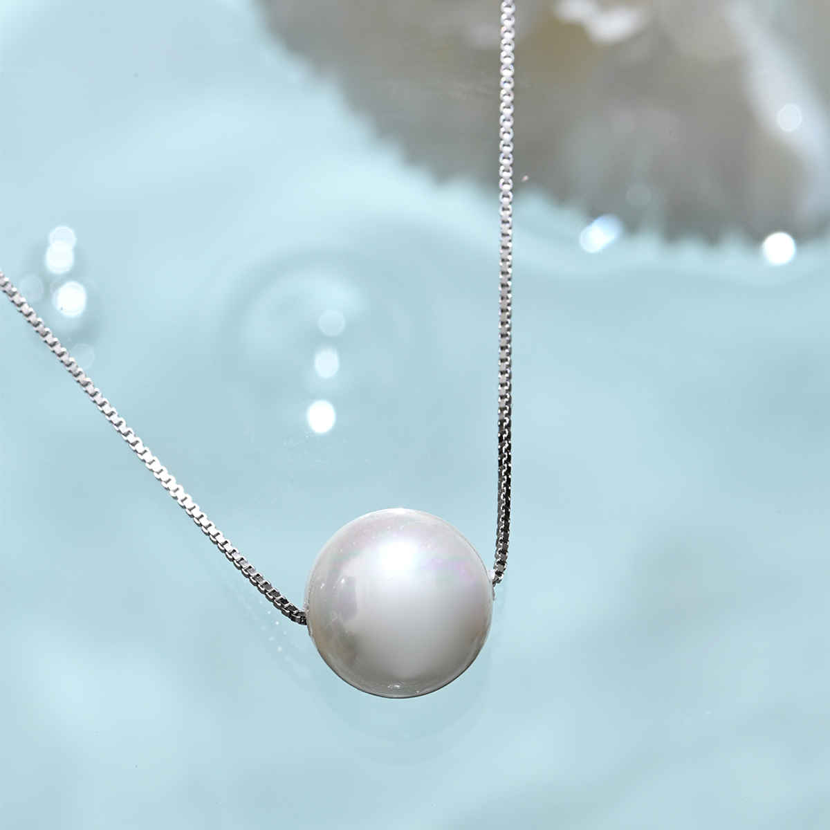 Zavya Pearl Rhodium Plated 925 Sterling Silver Pendant Necklace