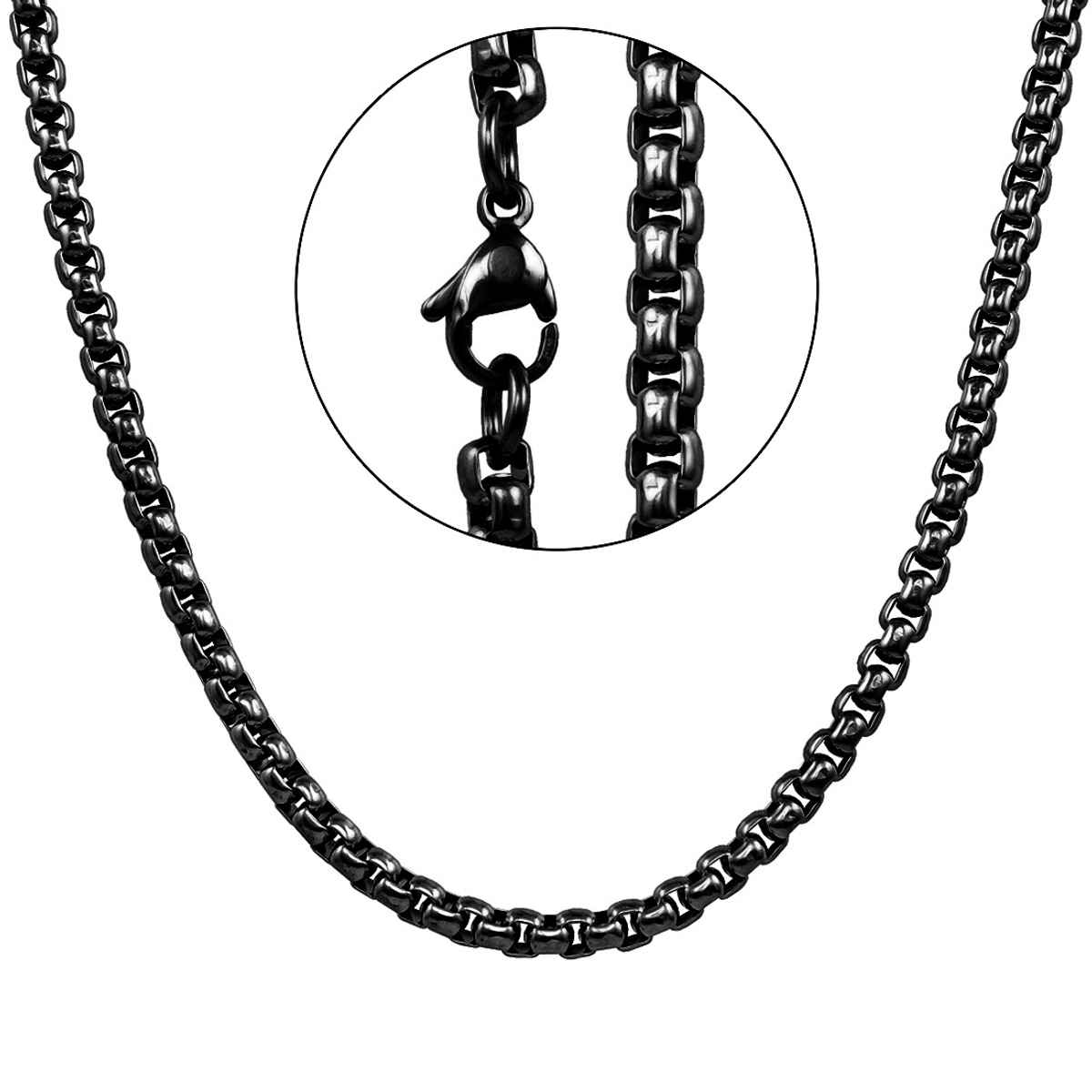 Nakabh Men's Black Chain | NAK-1700614 | 52 cm