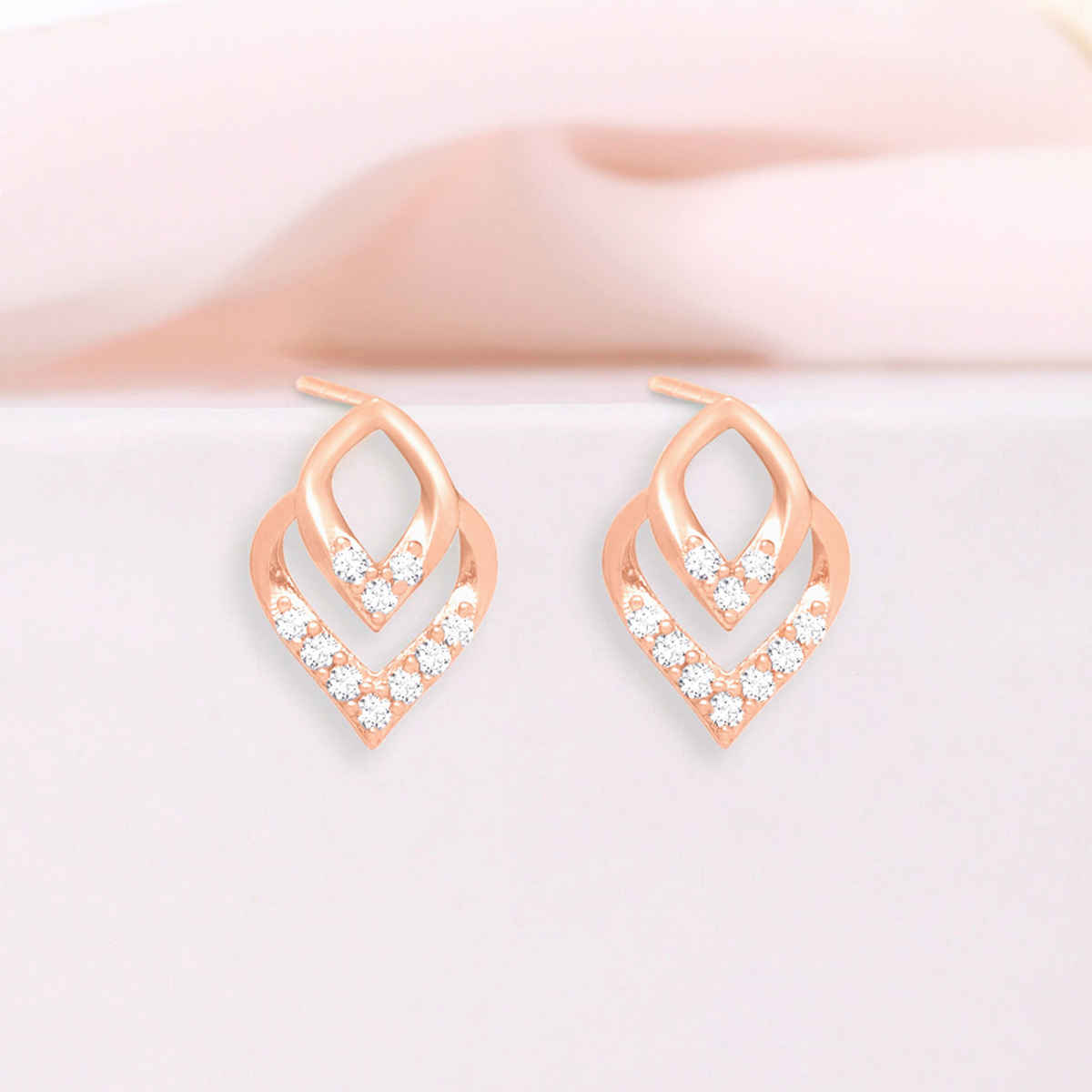 Zavya Abstract CZ Rose Gold Plated 925 Sterling Silver Stud