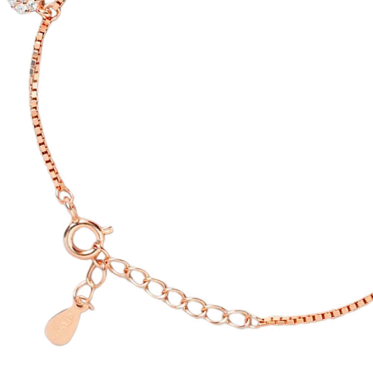 Zavya Floral CZ Rose Gold Plated 925 Sterling Silver Chain Bracelet