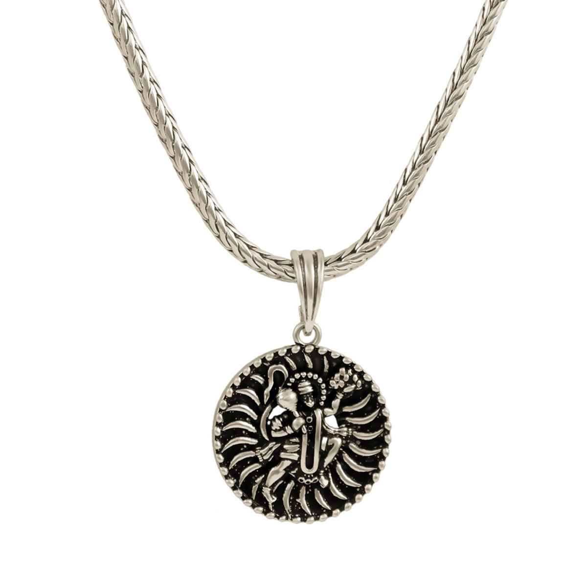 Nakabh Men's Locket Pendant Rhodium 50 Cm | NAK-2304214