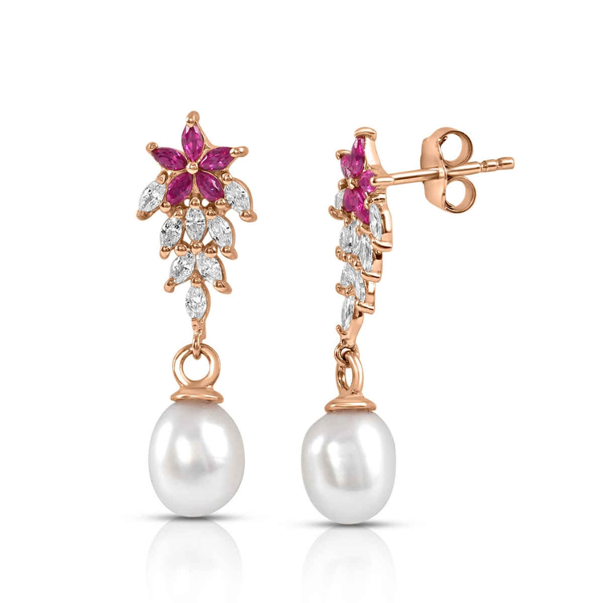 Zavya Floral Pearl Rose Gold Plated 925 Sterling Silver Drop