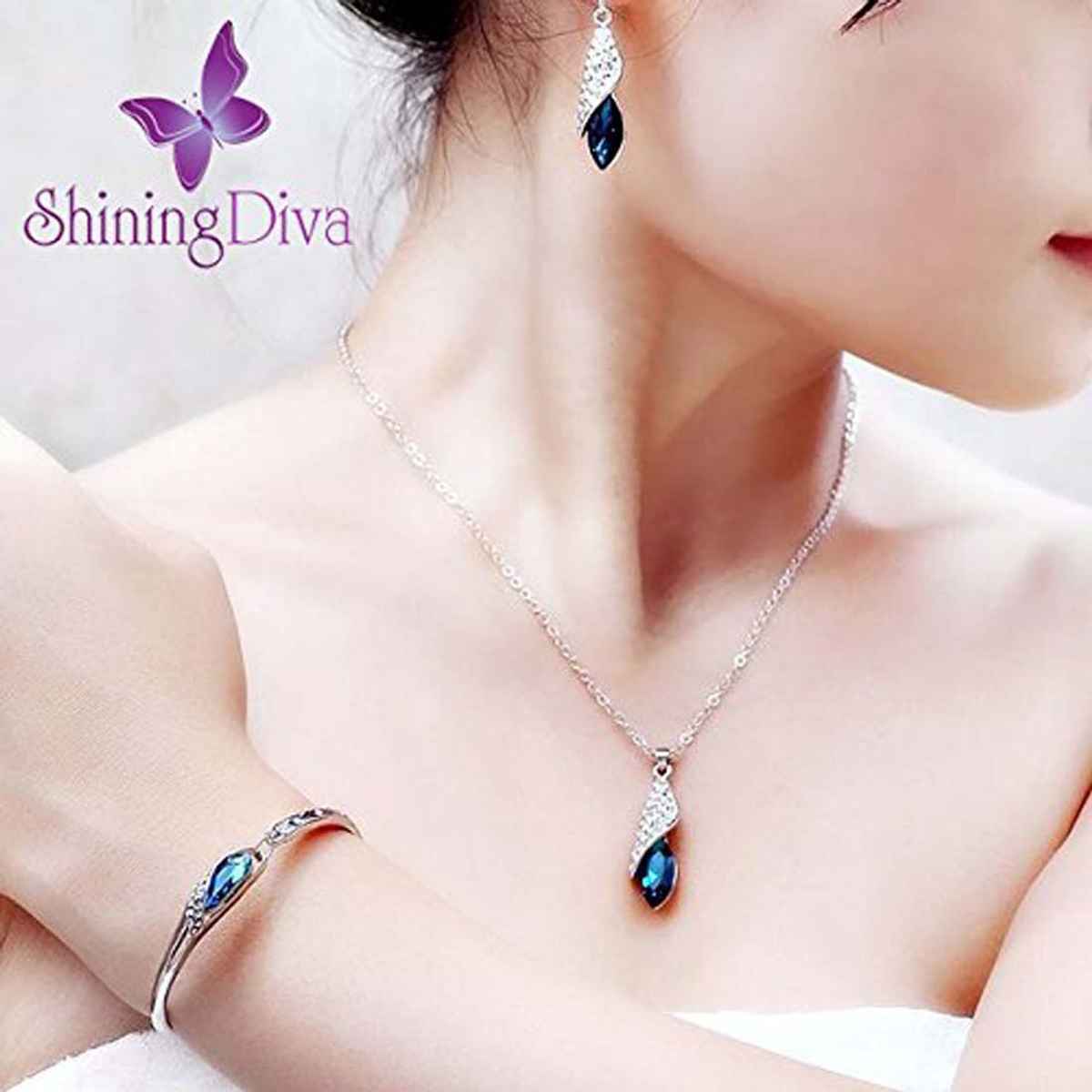 Shining Diva Fashion Italian Designer Non Precious Metal Jewellery Set for Women | Rrsdcmb208