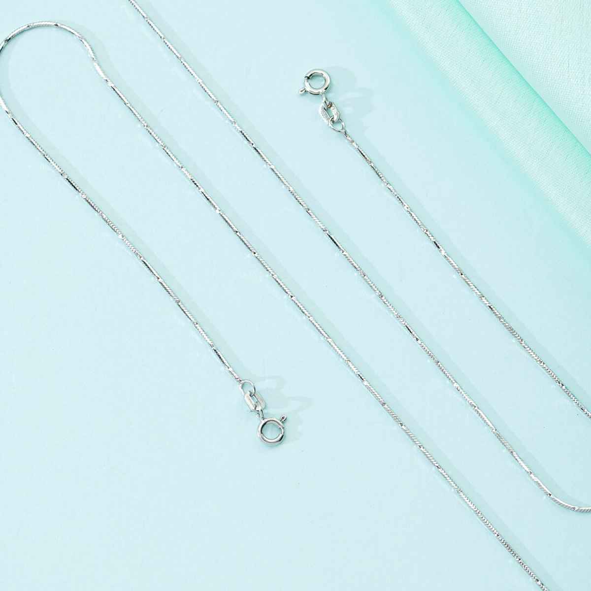 Zavya Sleek Minimal Chain 925 Sterling Silver Anklets for Women | Rhodium Plated Pair | ANK-60020