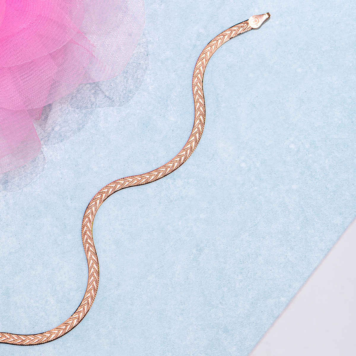 Zavya Weave Rose Gold Plated 925 Sterling Silver Chain Anklet