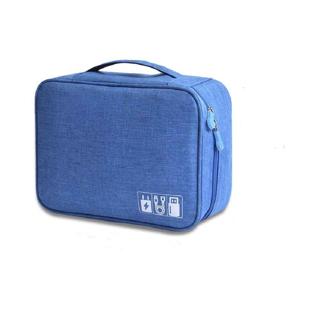 Awestuffs Gadget Organizer for Electronics Accessories, Cables, Phones | Blue