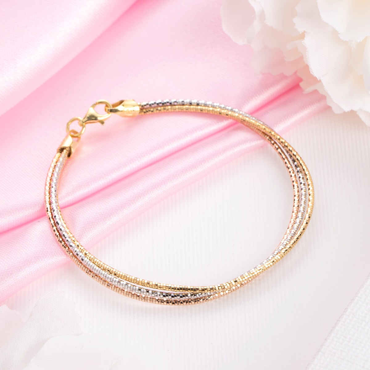 Zavya Tri-Colour Plated 925 Sterling Silver Chain Bracelet