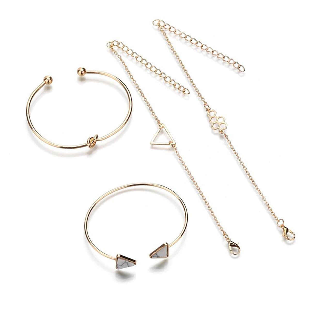 Shining Diva Fashion Set of 4 Multilayer Charm Gold Plated Bracelet for Women and Girls | 10695b