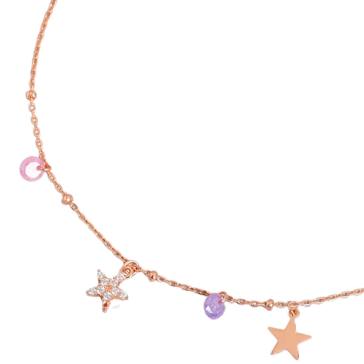 Zavya Star Rose Gold Plated 925 Sterling Silver Chain Anklet
