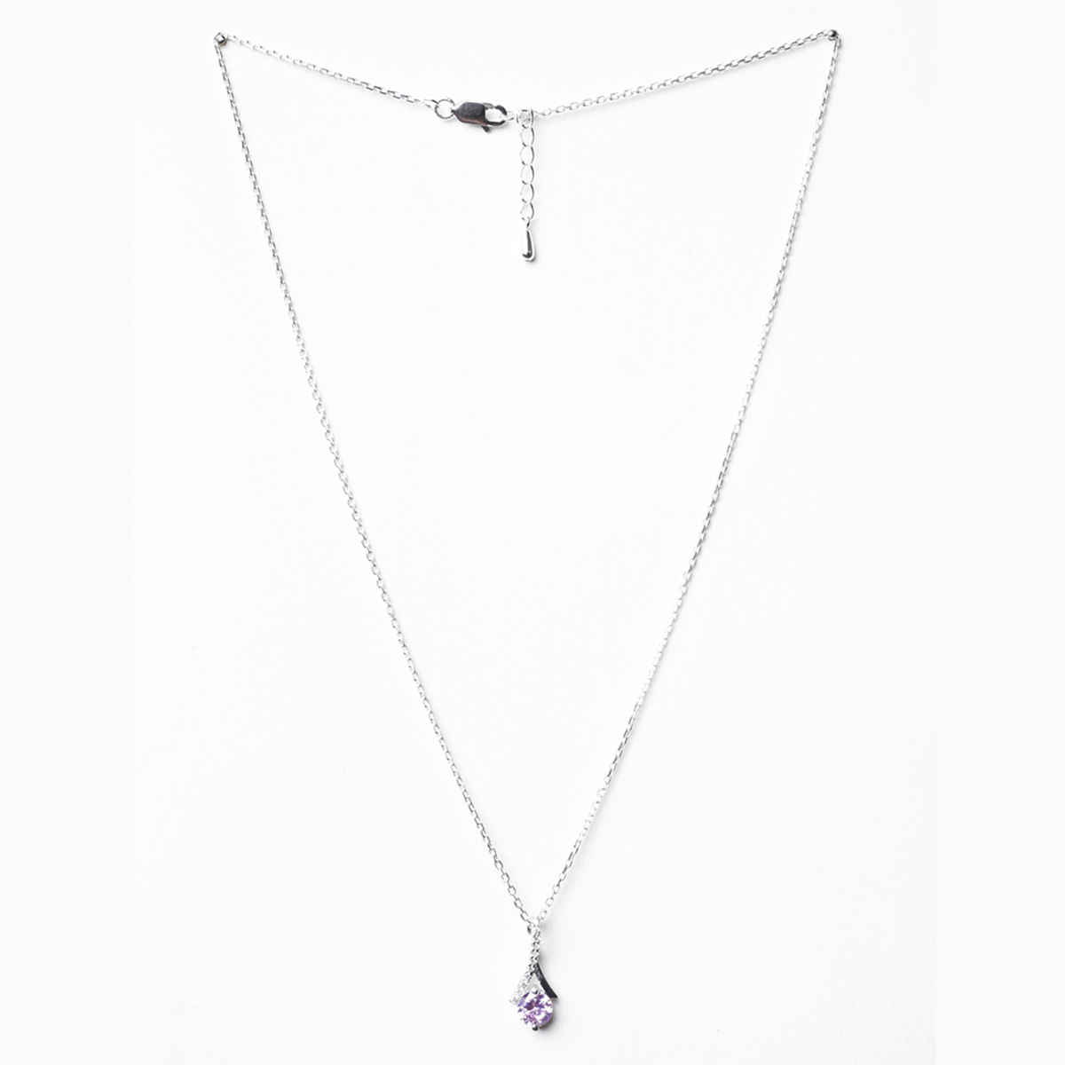 Clara 925 Sterling Silver Pink Solitaire Pendant Chain Necklace | Rhodium Plated | Swiss Zirconia