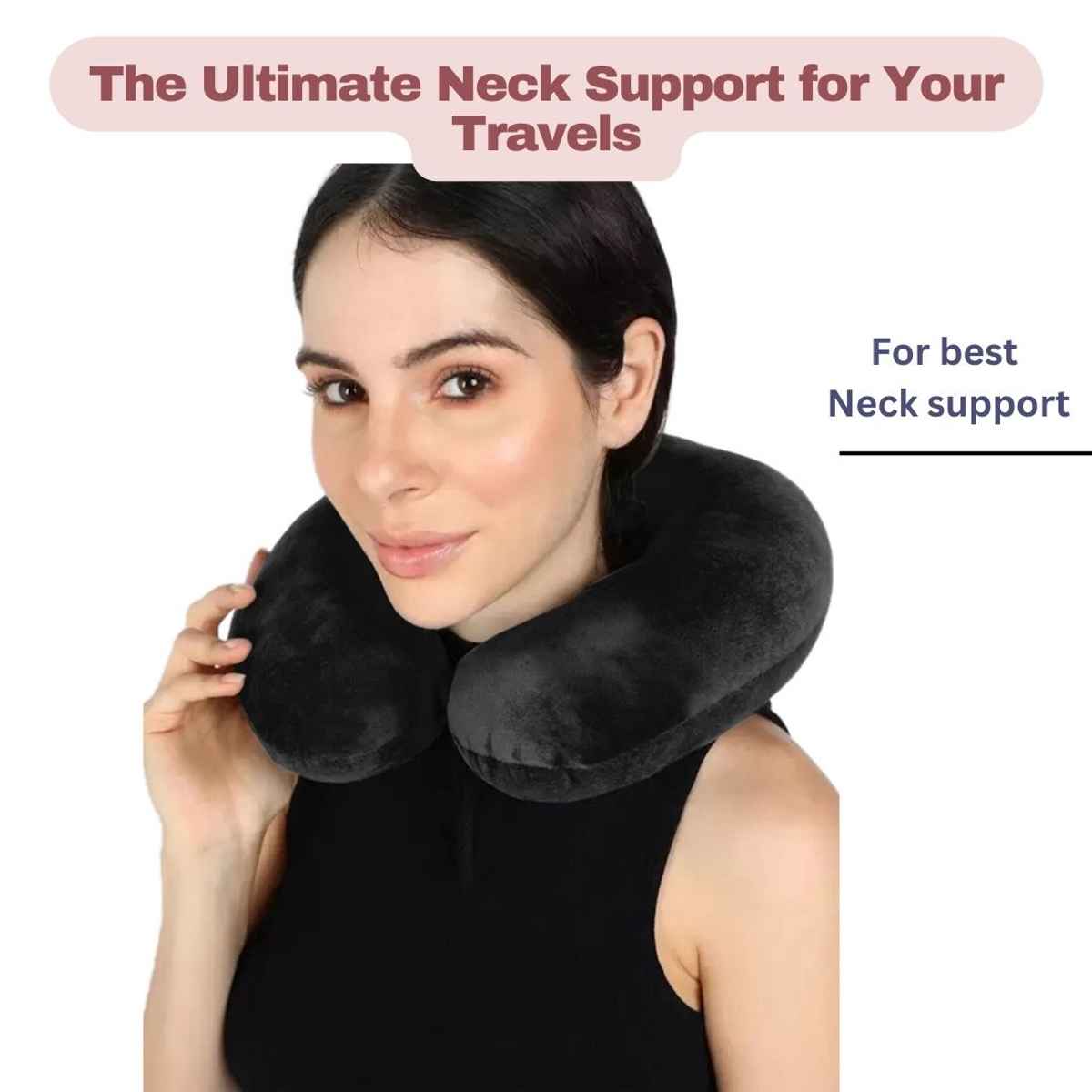 Kaaytee Premium Travel Neck Pillow Comfortable Headrest & Neck Support Cushion | Black