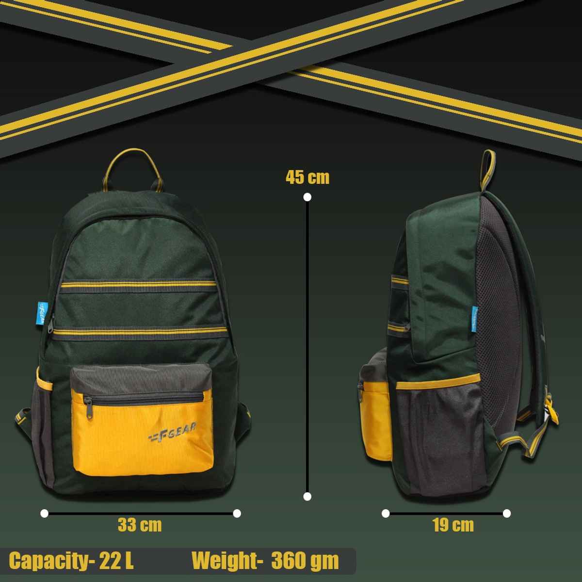 F Gear Unisex Solid Polyester 22 L Backpack | Darkest Spruce