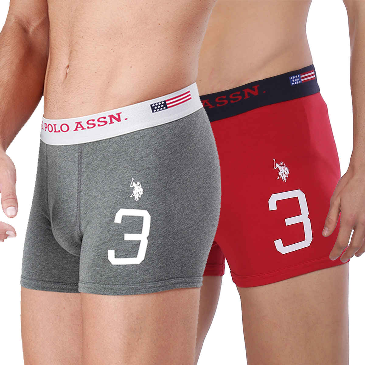 U.S. Polo Assn. | Underwear Pack of 2 | L | Trunks | I015 | Grey and Red