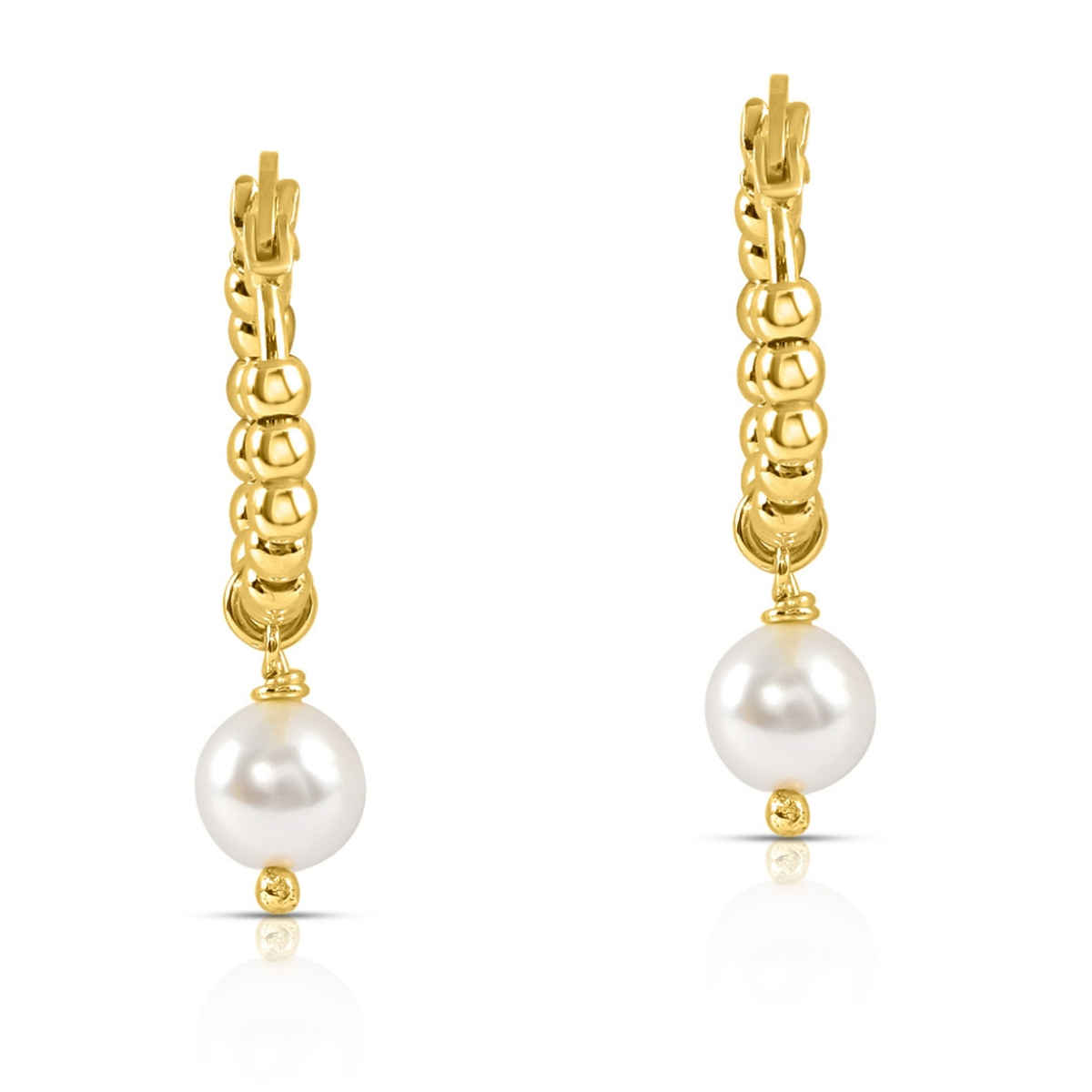 Zavya Circular Pearl Gold Plated 925 Sterling Silver Hoop