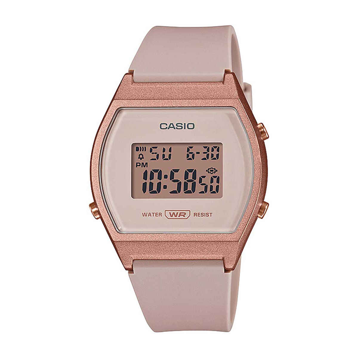 Casio Women's Vintage LW-204-4ADF Rose Gold Digital Dial Watch | Pink Resin Strap (D213)