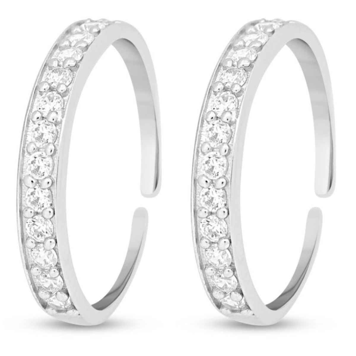 Zavya CZ Studded 925 Sterling Silver Toe Ring | Adjustable Elegant Design | TOE-10042