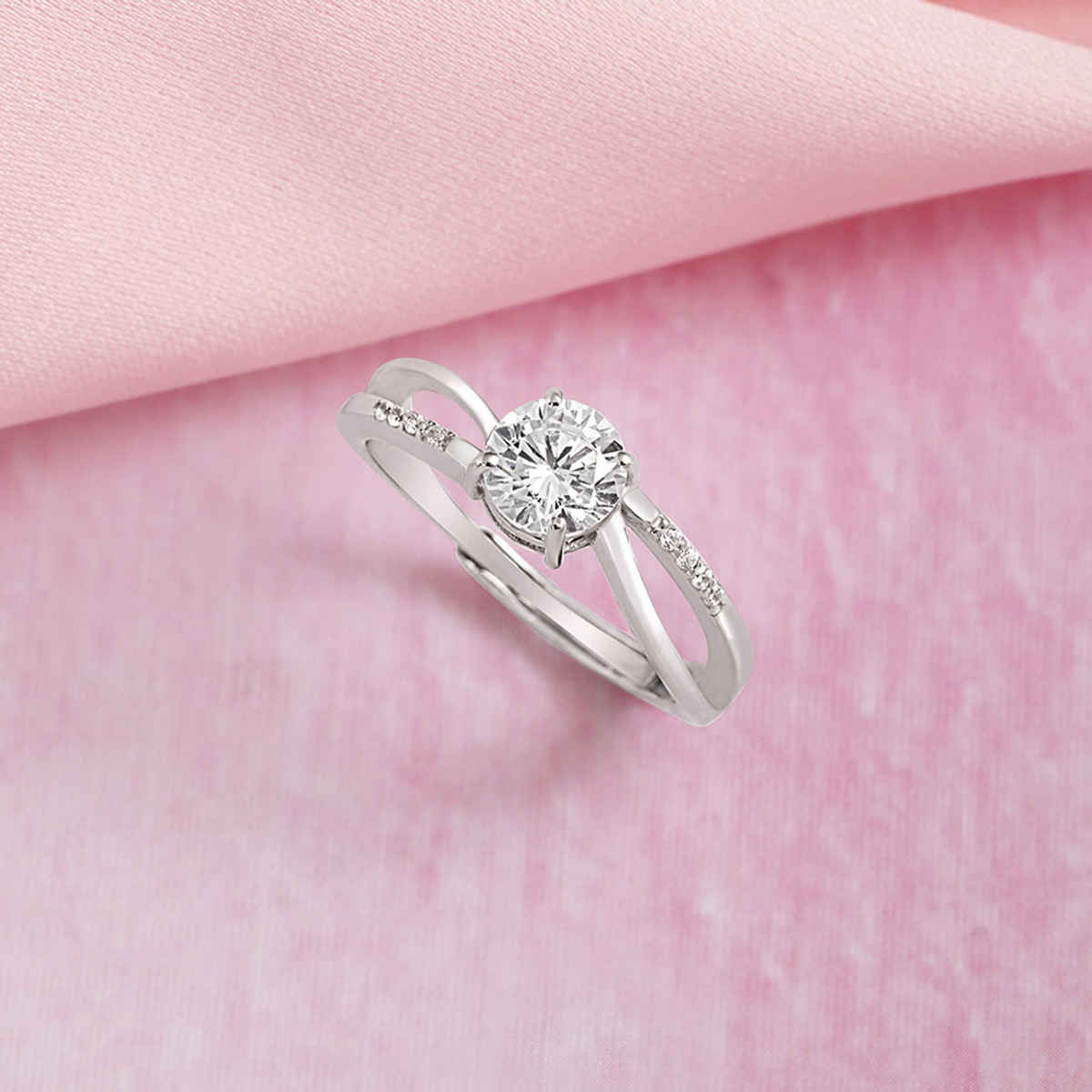 Zavya Solitaire CZ Rhodium Plated 925 Sterling Silver Ring