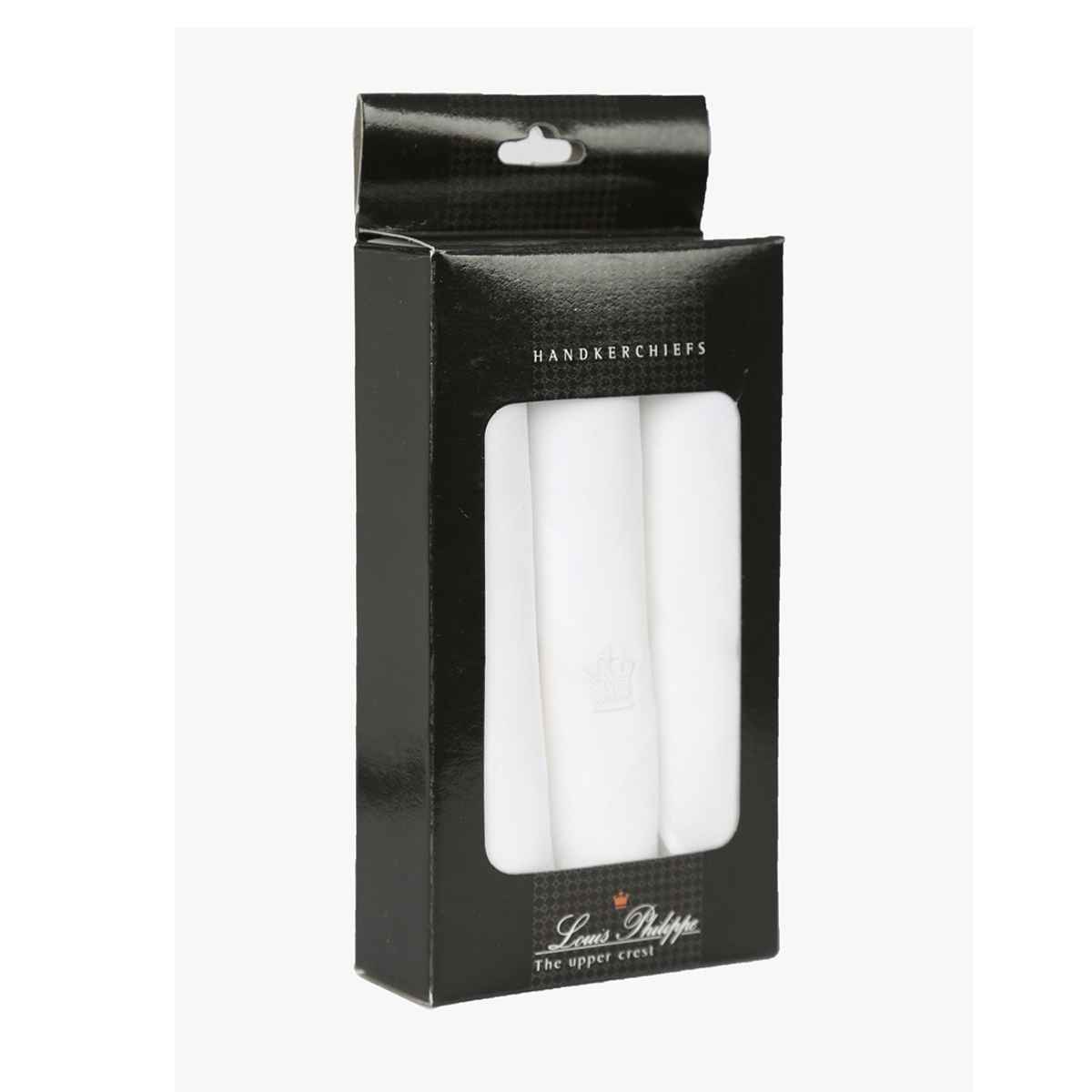 Louis Philippe Men's Solid Cotton Handkerchief | White