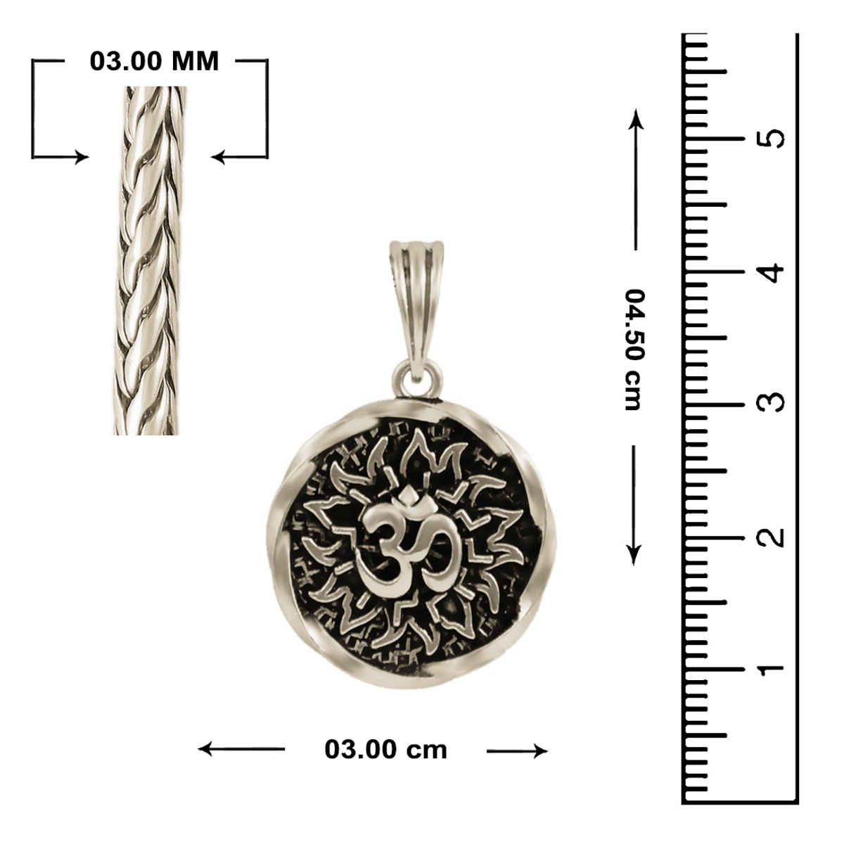 Nakabh Men's Locket Pendant Rhodium 50 Cm | NAK-2304216
