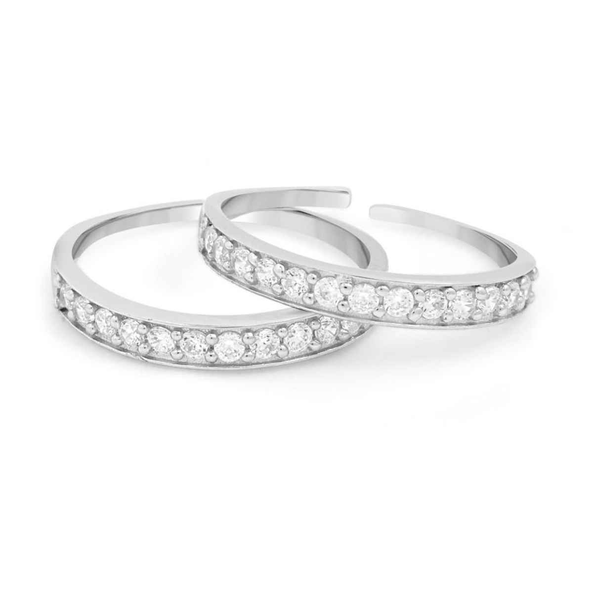 Zavya CZ Studded 925 Sterling Silver Toe Ring | Adjustable Elegant Design | TOE-10042