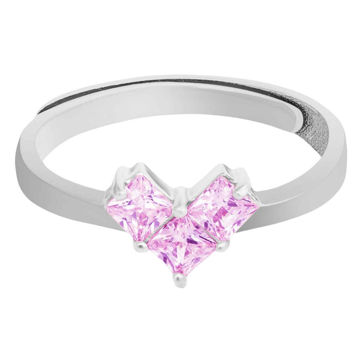Zavya Heart CZ Rhodium Plated 925 Sterling Silver Ring
