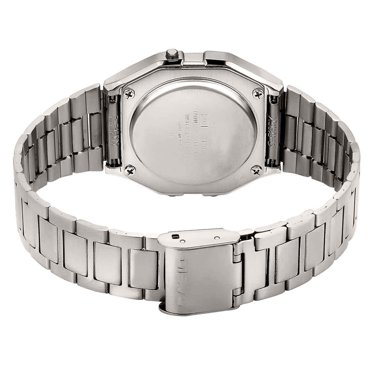 Casio Unisex Vintage A-158WA-1Q Digital Grey Dial Watch | Silver Metal Strap (D011)