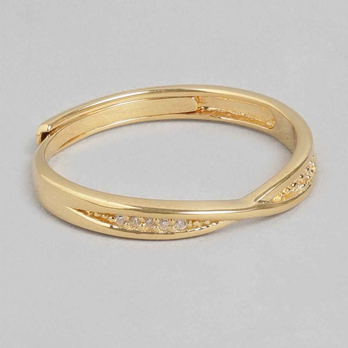 Zavya One line CZ CZ Gold Plated 925 Sterling Silver Ring