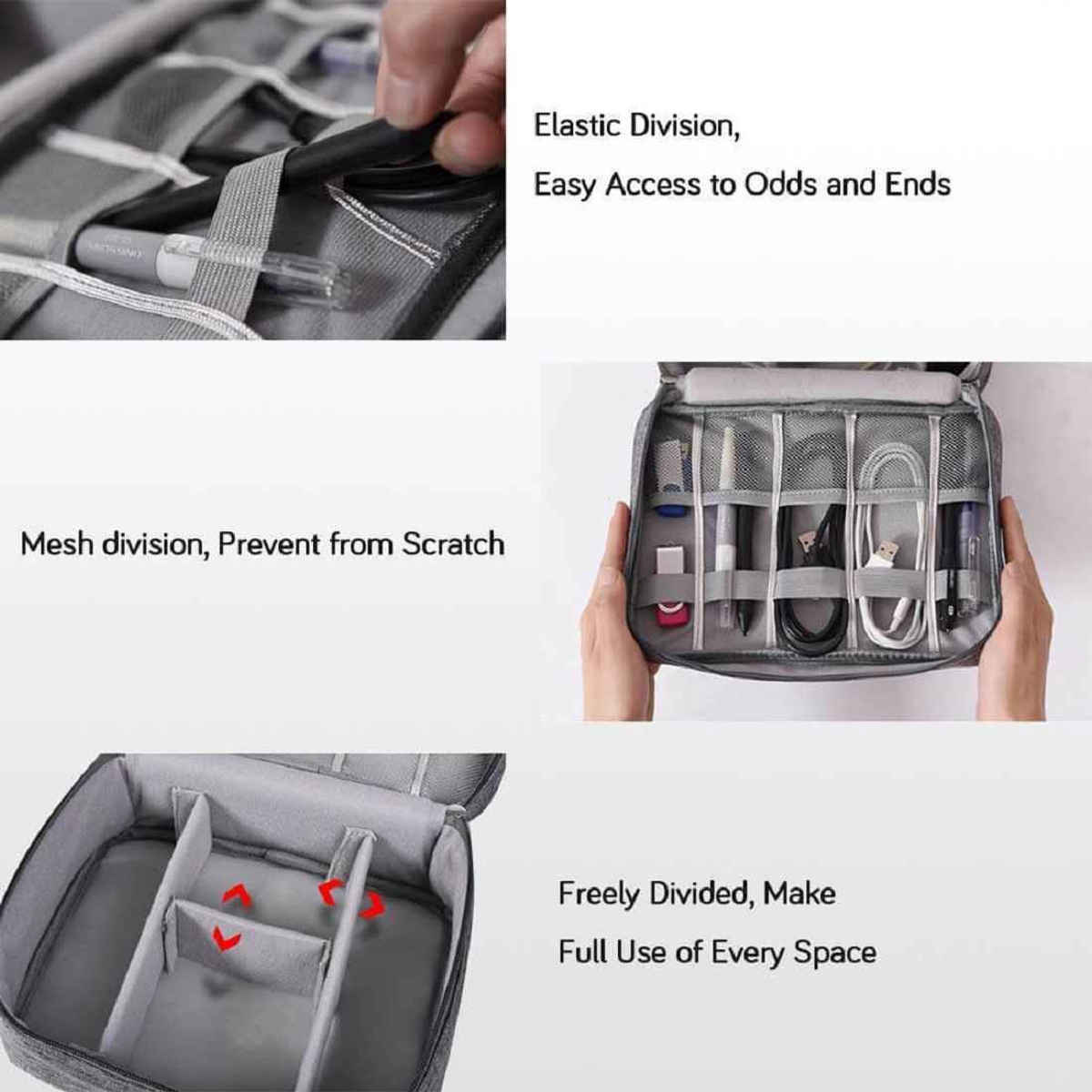 Awestuffs Gadget Organizer for Electronics Accessories, Cables, Phones | Black