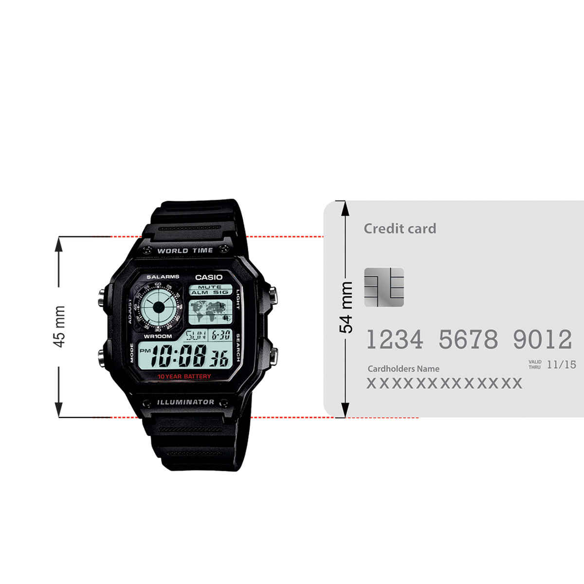 Casio Men's Youth Series Digital Grey Dial Watch | AE-1200WH-1AVDF (D097)