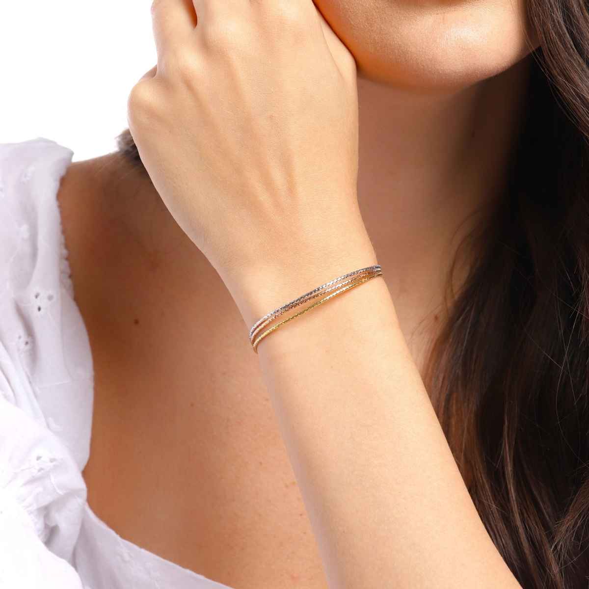 Zavya Tri-Colour Plated 925 Sterling Silver Chain Bracelet