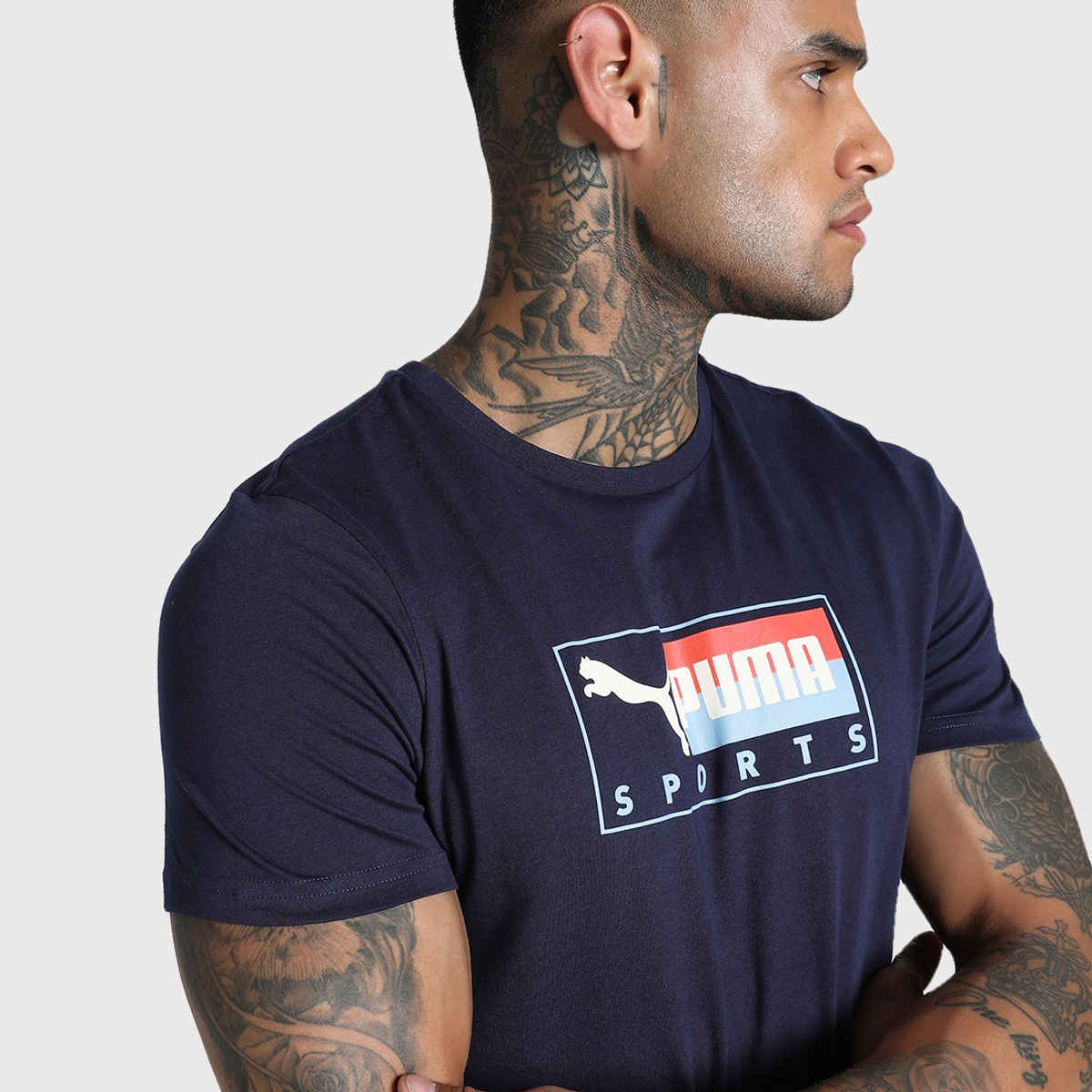 Puma Men's T-Shirt Box Graphic - Navy | XL