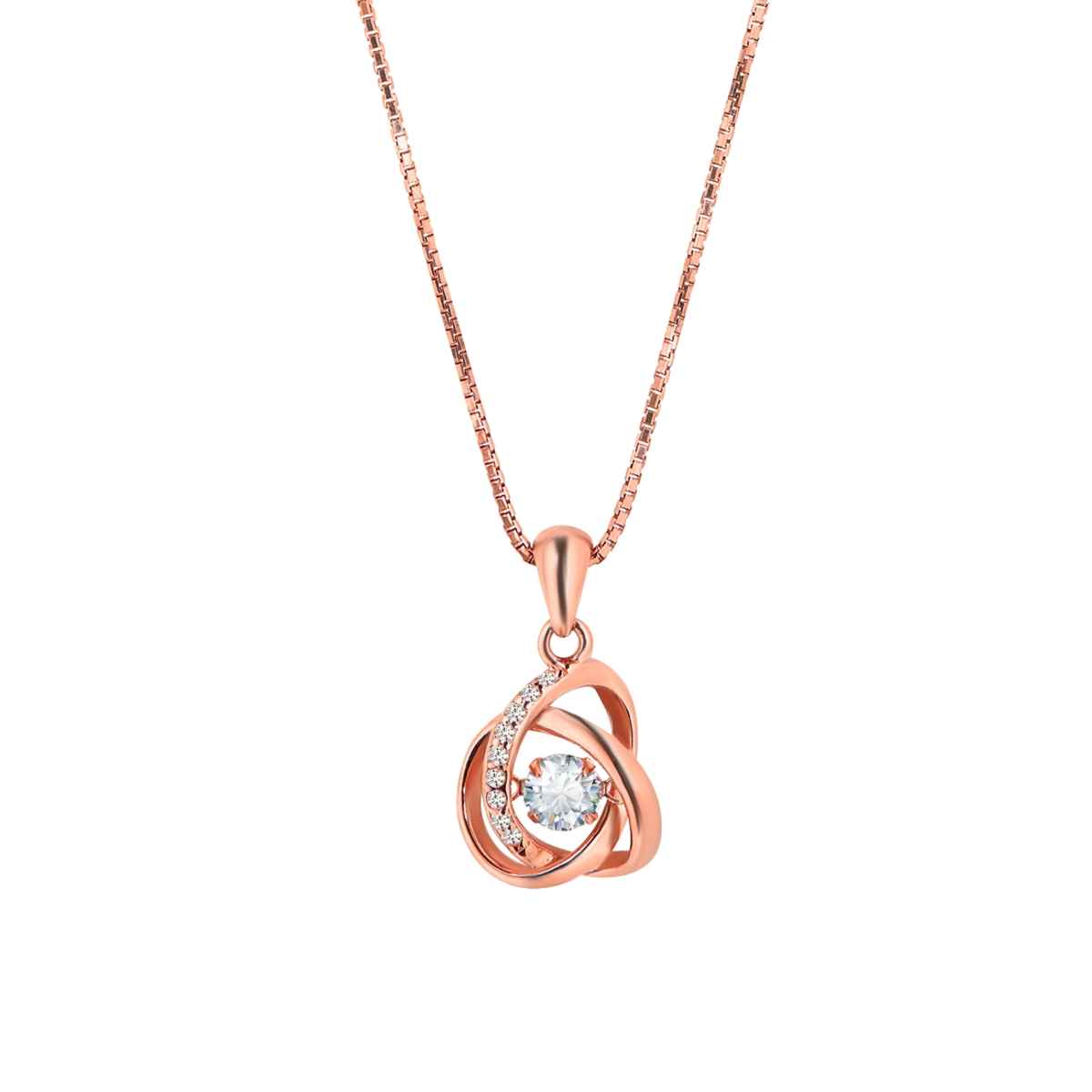 Zavya Floral CZ Rose Gold Plated 925 Sterling Silver Pendant Necklace
