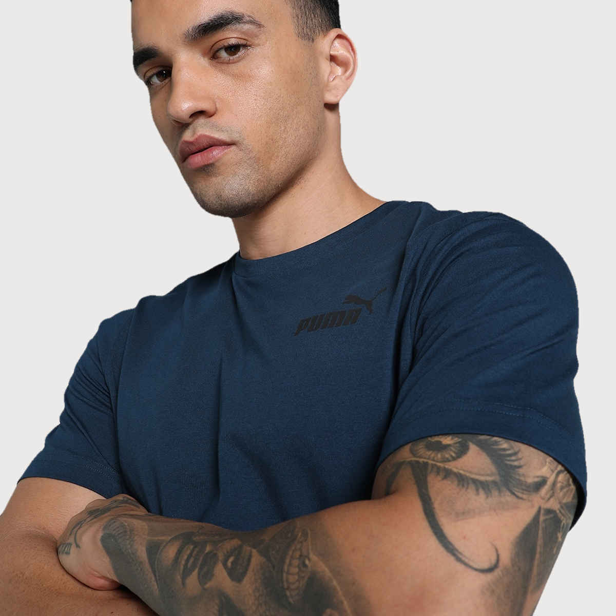 Puma Men's T-Shirt Small Logo - Marine Blue | XL