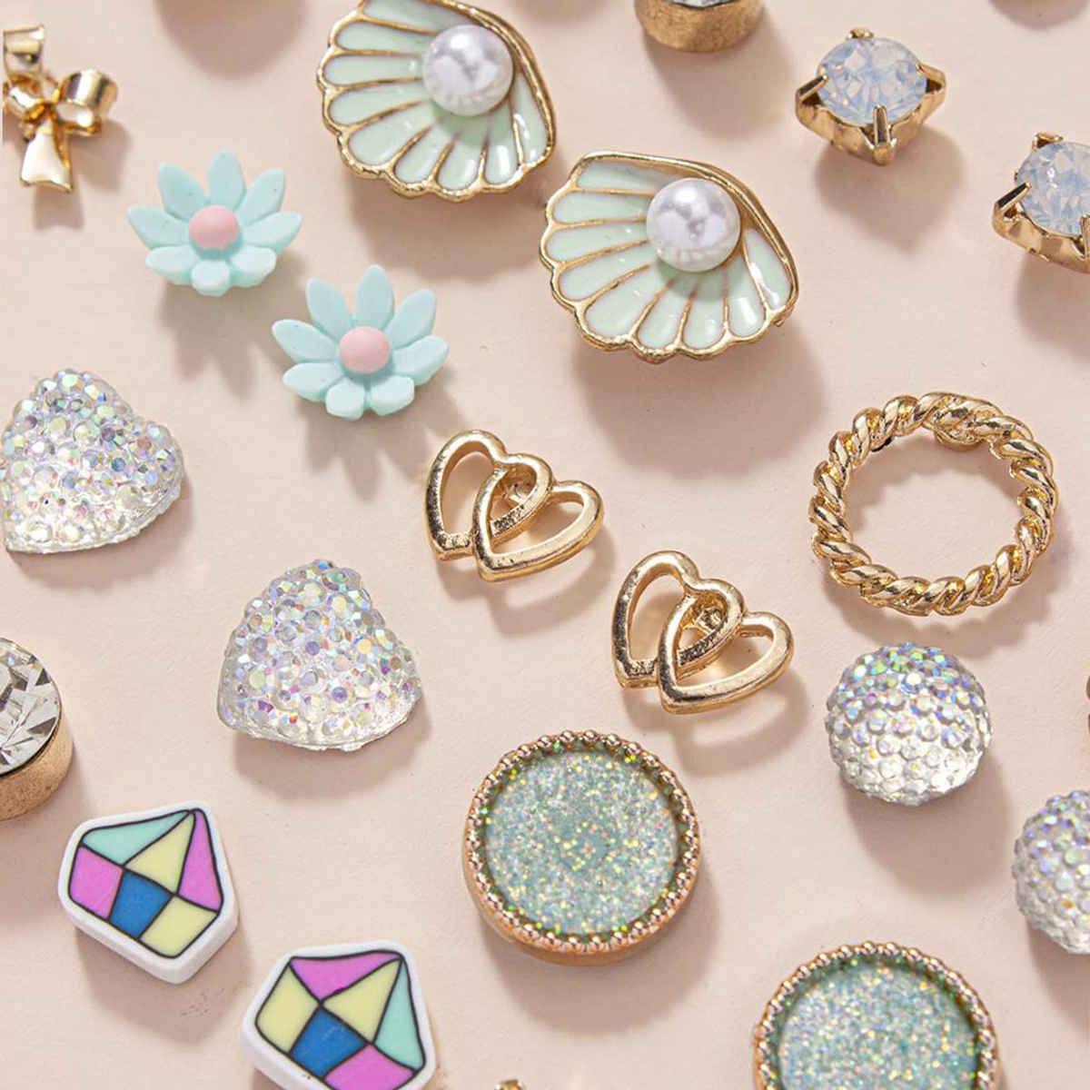 Jewels Galaxy Gold-Plated Contemporary Multicolor Stud Earrings (1 Pack 60 Pieces)