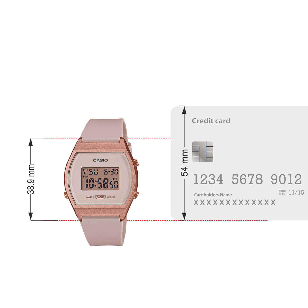 Casio Women's Vintage LW-204-4ADF Rose Gold Digital Dial Watch | Pink Resin Strap (D213)