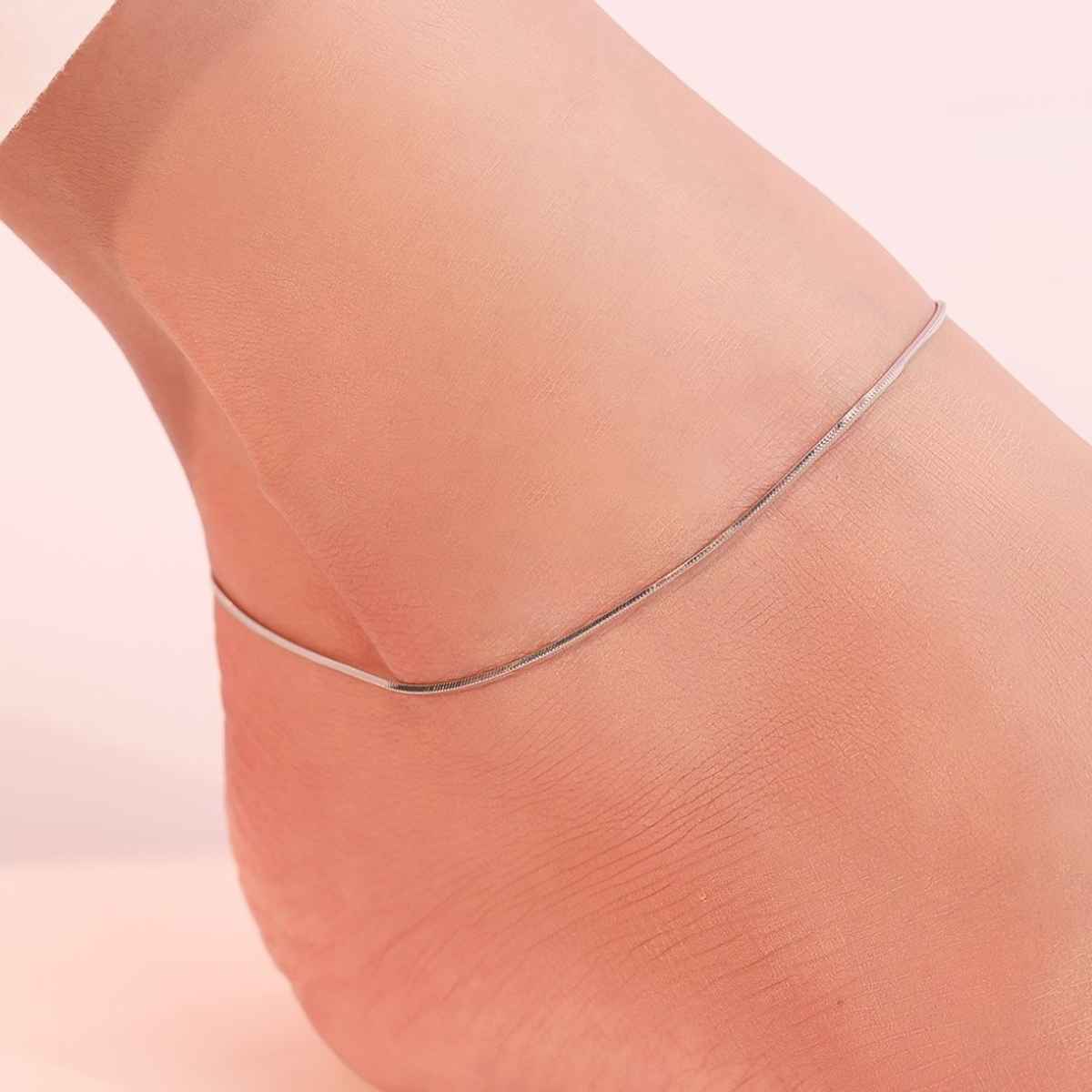 Zavya SolidRhodium Plated 925 Sterling Silver Chain Anklet